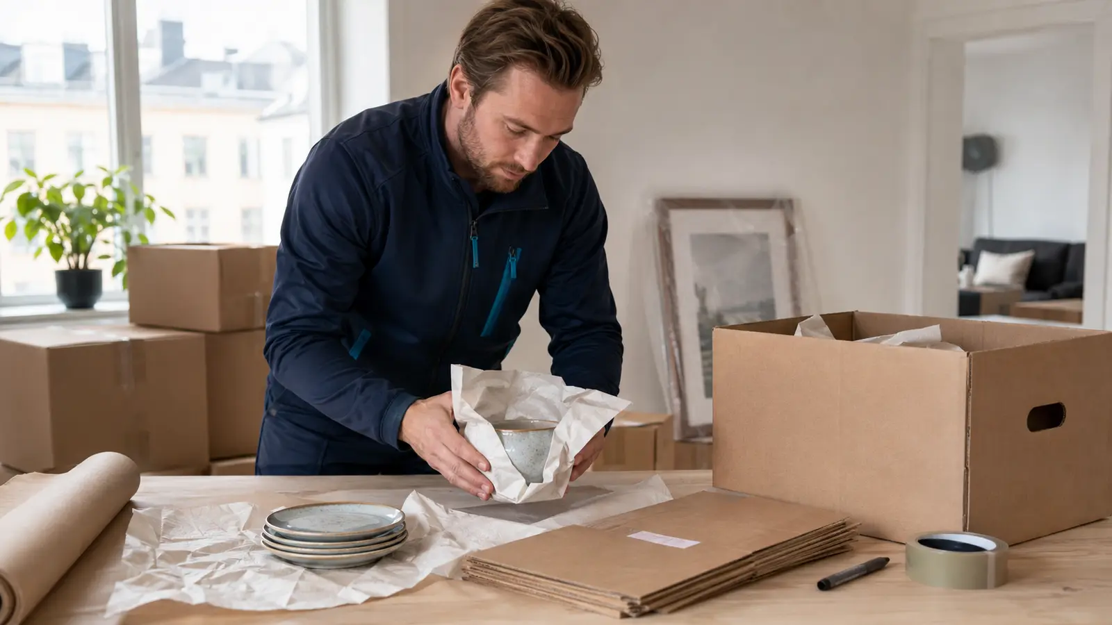 AI-genererad illustrationsbild för packhjälp och uppackning